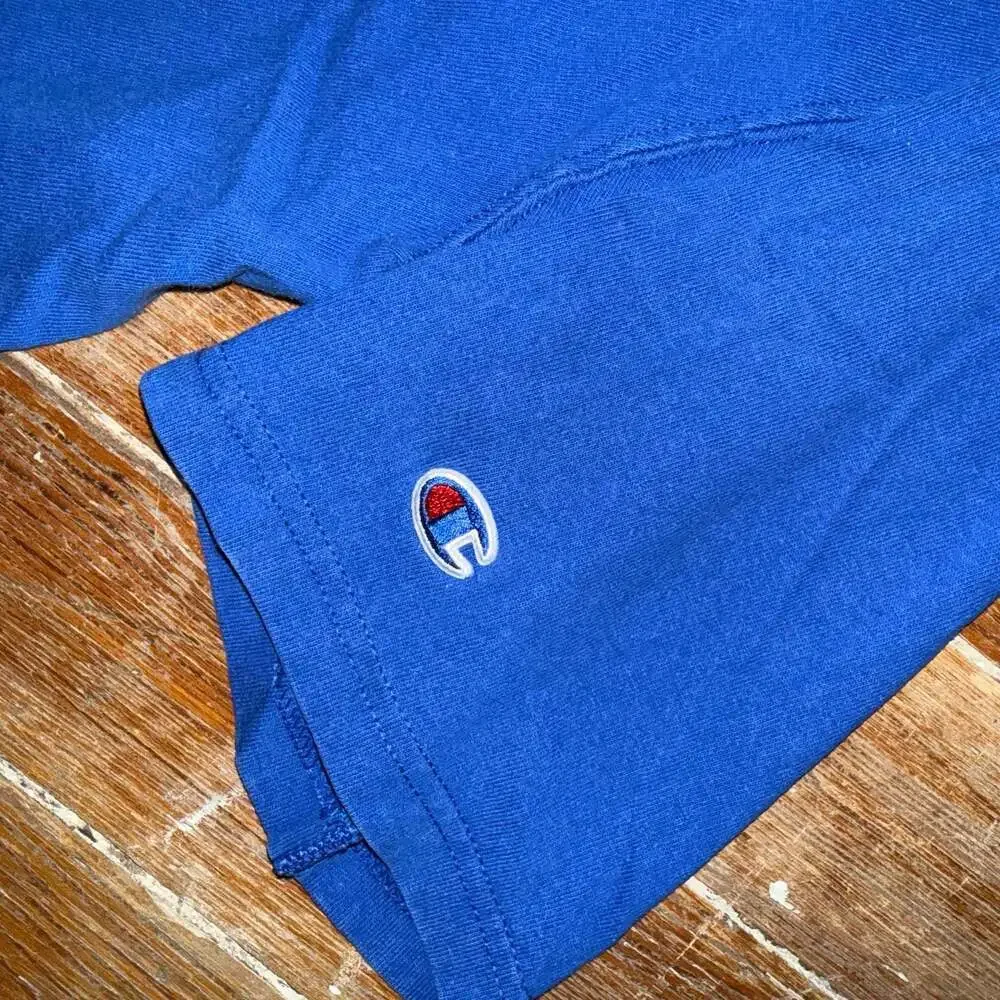 Champion Men's Blue Authentic Embroidered Logo Crew Neck T-Shirt Size 2XL - Picture 3 of 4